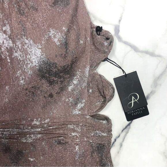 Women’s Formal Dress Size 14 Adrianna Papell Blush Pink Metallic Evening Gown - Picture 7 of 11